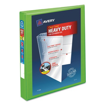 Avery 79770 3 One Touch EZD Rings 1 in. Capacity 11 in. x 8.5 in. Heavy-Duty View Binder with DuraHinge - Chartreuse
