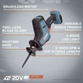 Reciprocating Saws | Senix PSRX2-M2-0 20V Max Brushless Compact Variable Speed 7/8 in. Cordless Reciprocating Saw (Tool Only) image number 3