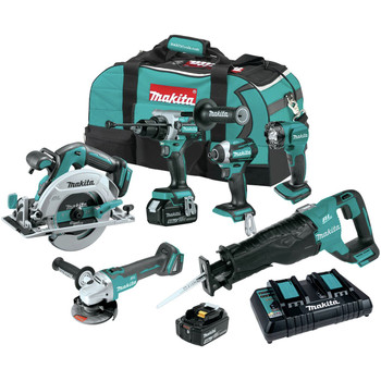 COMBO KITS | Makita 18V LXT Brushless Lithium-Ion Cordless 6-Tool Combo Kit with 2 Batteries (5 Ah) - XT616PT