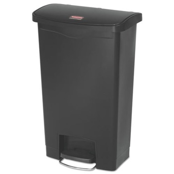 Rubbermaid Commercial Streamline 13-Gallon Front Step Style Resin Step-on Container - Black - 1883611