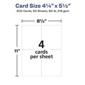 July Member-Exclusive Offer Save 10% off on One Item | Avery 05689 80 lbs. 4.25 x 5.5 in. Printable Postcards for Laser Printers - Matte White (200 Cards, 4 Cards/Sheet, 50 Sheets/Box) image number 4