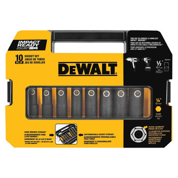 Dewalt 10 Pc 1/2 in. SAE Drive Impact Ready Socket Set - DW22812