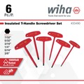 Screwdrivers | Wiha Tools 33490 6-Piece Insulated T-Handle Inch Hex Screwdriver Set image number 1