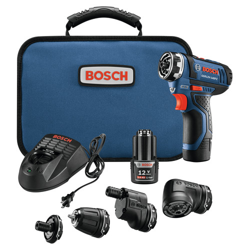  | Factory Reconditioned Bosch GSR12V-140FCB22-RT 12V Lithium-Ion Max FlexiClick 5-In-1 1/4 in. Cordless Drill Driver System Kit (2 Ah) image number 0