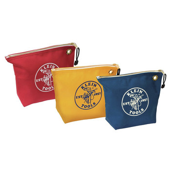 CASES AND BAGS | Klein Tools 3-Piece Assorted Canvas Zipper Bags - Red, Blue, Yellow - 5539CPAK