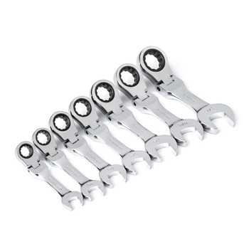 GearWrench 7-Piece SAE Stubby Flex Head Combination Ratcheting Wrench Set - 9570