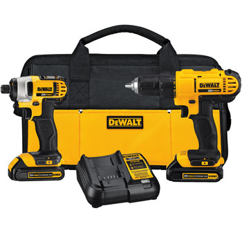 Dewalt 2-Tool Combo Kit - 20V MAX Cordless Compact Drill Driver & Impact Driver Kit with (2) 1.3Ah Batteries - DCK240C2