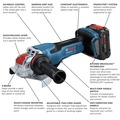 Angle Grinders | Bosch GWX18V-13PB14 18V PROFACTOR Lithium-Ion Spitfire X-LOCK 5 in. - 6 in. Angle Grinder Kit with Paddle Switch (8 Ah) image number 3