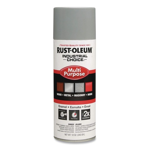 Paint | Rust-Oleum 214645 Industrial Choice 1600 System 12 oz. Aerosol Can Multi-Purpose Enamel Spray Paint - Gloss ANSI 61 Light Gray (6/Carton) image number 0
