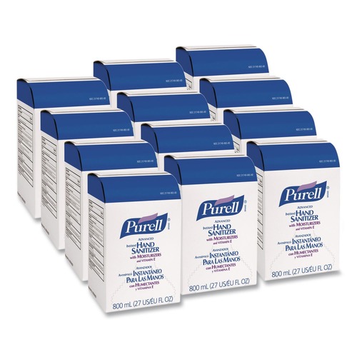 PURELL 9657-12 800 mL Advanced Gel Hand Sanitizer Bag-in-Box Refill - Unscented (12/Carton)