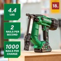 Crown Staplers | Metabo HPT N1804DAM 18V MultiVolt Brushless 18-Gauge Lithium-Ion 1/4 in. Cordless Narrow Crown Stapler Kit (2 Ah) image number 5