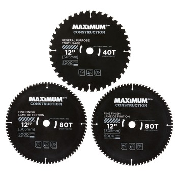 PRODUCTS | Maximum (3-Piece) 12 in. 40/80T Carbide Tipped Circular Saw Blade Set for Wood - CTI0542576