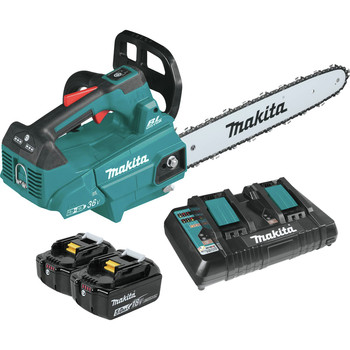 CHAINSAWS | Makita 18V X2 (36V) LXT Brushless Lithium-Ion 16 in. Cordless Top Handle Chain Saw Kit with 2 Batteries (5 Ah) - XCU09PT