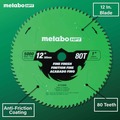 Circular Saw Blades | Metabo HPT 115765M 12 in. 80-Tooth Industrial PTFE Miter Saw Fine Finish Blade image number 3