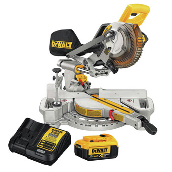 MITER SAWS | Dewalt 20V MAX 7-1/4 in. Cordless Sliding Compound Miter Saw Kit with (1) 4Ah Battery - DCS361M1