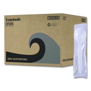 Boardwalk BWKSOUPHWPSWH Heavyweight Polystyrene Soup Spoons - White (1000/Carton)