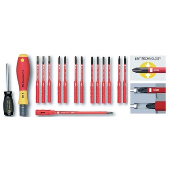 HAND TOOL SETS | Wiha Tools (16-Piece) Insulated TorqueVario-S (18-62 in-lbs.) and SlimLine Blade Set - 28792