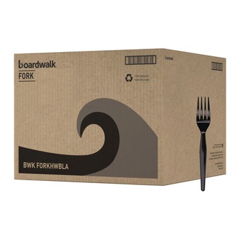 Boardwalk Heavyweight Polystyrene Plastic Fork Cutlery - Black (1000/Carton) - BWKFORKHWBLA