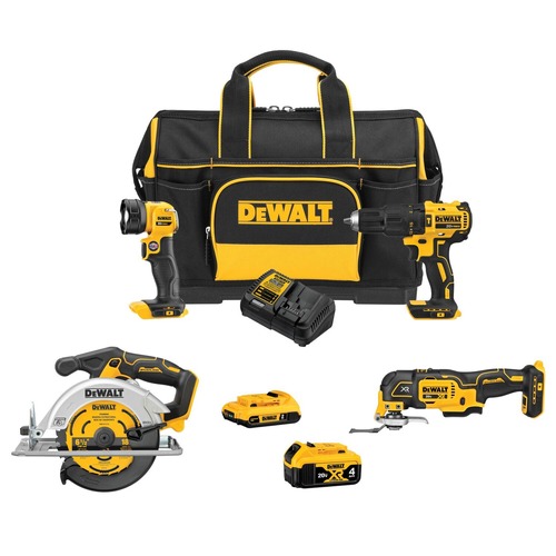 New Year's Sale! Save $24 on Select Tools | Dewalt DCKSS400D1M1 20V MAX Brushless Lithium-Ion 4-Tool Combo Kit with 2 Batteries (2 Ah/4 Ah) image number 0