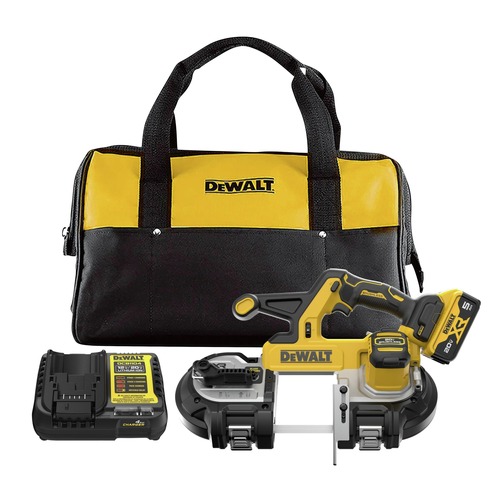 Save 10% off one item | Dewalt DCS378P1 20V MAX XR Brushless Lithium-Ion Cordless Mid-Size Bandsaw Kit (5 Ah) image number 0