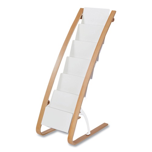 July Member-Exclusive Offer Save 10% off on One Item | Alba DDEXPO6WBC 19.68 x 13.38 x 36.61 Literature Floor Display Rack - White/Woodgrain image number 0