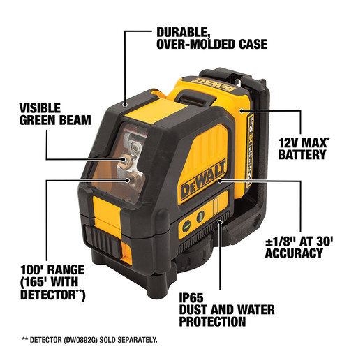 Dewalt 12V Self Leveling Green Cross Line Laser DW088LG