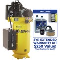 Stationary Air Compressors | EMAX ES05V080I1K Silent Air Industrial 5 HP 80 gal. 19 CFM 1-Phase 2-Stage Vertical Stationary Electric Air Compressor with EFKIT008AWBS Maintenance Kit image number 1