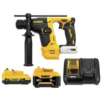 POWER TOOLS | Dewalt 12V MAX XTREME Brushless 9/16 in. Cordless SDS-Plus Rotary Hammer with 2-Piece Lithium-Ion Batteries and Charger Starter Kit Bundle (3 Ah/5 Ah) - DCH072BDCB135C-BNDL