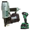 Coil Nailers | Metabo HPT KNV65AH2M Pneumatic Siding Nailer and 18V Impact Driver Pro Bundle Kit (5 Ah) image number 1