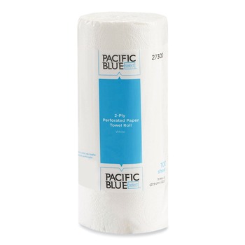 Georgia Pacific Professional 11 in. x 8.8 in. 2-Ply Pacific Blue Select Perforated Paper Kitchen Roll Towels - White (100/Roll) - 27300