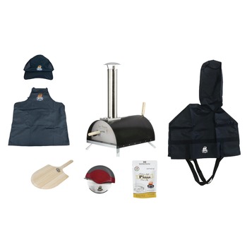WPPO 7-Piece 20 in. x 27 in. x 32 in. Le Peppe Portable Wood Fired Pizza Oven Kit - Black - WKE-01CPO-BK
