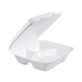  | Dart 90HT3R 9 in. x 9.4 in. x 3 in. 8 oz. 3-Compartment Foam Hinged Lid Container - White (200/Carton) image number 1