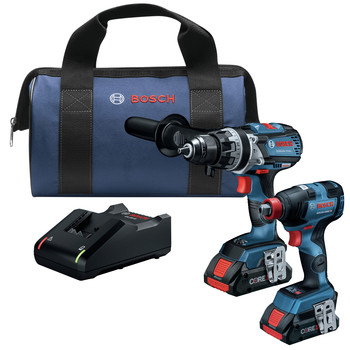 Factory Reconditioned Bosch 18V Brute Tough Connected-Ready EC Brushless Li-Ion 1/2 in. Cordless Hammer Drill Driver and 2-In-1 Impact Driver Combo Kit with 2 Batteries (4 Ah) - GXL18V-224B25-RT