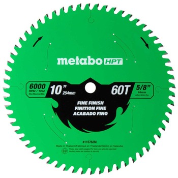 TABLE SAW BLADES | Metabo HPT 115762M 10 in. 60-Tooth Fine Finish Blade
