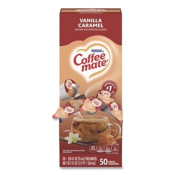 Coffee-Mate 12182156 0.38 oz. Mini Cups Liquid Coffee Creamer - Vanilla Caramel (50/Box)