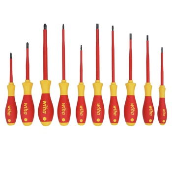 SCREWDRIVERS | Wiha Tools (10-Piece) Insulated SoftFinish Cushion Grip Screwdriver Tray Set - 32080