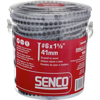 POWER TOOL ACCESSORIES | SENCO (1000/Pack) #6 1-5/8 in. Coarse Thread Bugle-Head Phillips Collated Sheet Metal Screw - Gray Phosphate - 06A162P