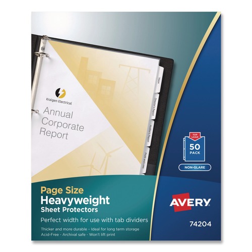 July Member-Exclusive Offer Save 10% off on One Item | Avery 74204 Non-Glare Top-Load Poly Three-Hole Letter Sheet Protectors (50/Box) image number 0