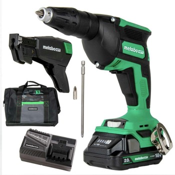 SCREW GUNS | Metabo HPT 18V MultiVolt Brushless Lithium-Ion Cordless Drywall Screw Gun Kit with Collated Screw Magazine and 2 Batteries (2 Ah) - W18DAQBM