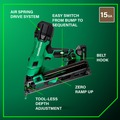 Finish Nailers | Metabo HPT NT1865DAAM 18V MultiVolt Lithium-Ion Brushless 15-Gauge Cordless Angled Finish Nailer Kit (2 Ah) image number 3