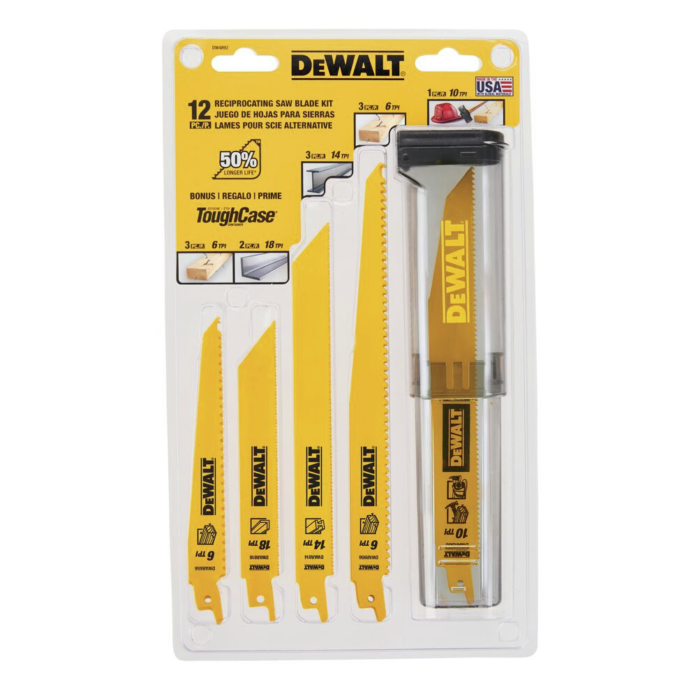 Dewalt 12Piece Reciprocating Saw Blade Set with Telescoping Case DW4892