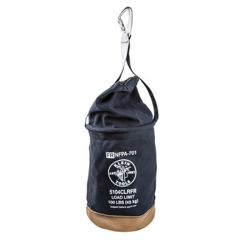 CASES AND BAGS | Klein Tools 12 in. Flame-Resistant Top Closing Canvas Bucket - Black - 5104CLRFR