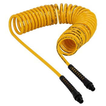 AIR TOOL ADAPTORS | Dewalt 1/4 in. MNPT 25 ft. Polyurethane Recoil Hose With Bend Restrictors - DXCM012-0242