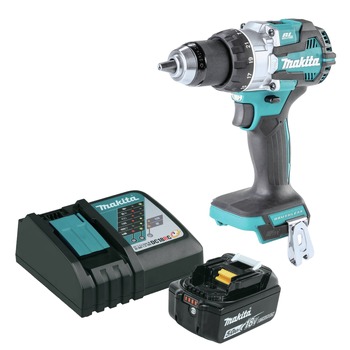 HAMMER DRILLS | Makita 18V LXT Brushless Compact 1/2 in. Cordless Hammer Drill Driver with Lithium‑Ion Battery and Charger Starter Pack Bundle (5 Ah) - XPH16ZNBL1850BDC1