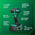 Combo Kits | Metabo HPT KC18DEXQBM 18V MultiVolt Brushless Lithium-Ion Cordless Drill Driver and Impact Driver Combo Kit with 2 Batteries (2 Ah) image number 3