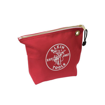 CASES AND BAGS | Klein Tools 5539RED 10 in. x 3.5 in. x 8 in. Canvas Zipper Consumables Tool Pouch - Red