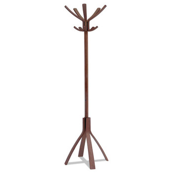 Alba PMCAFE 21.67w x 21.67d x 69.33h Cafe Ten Peg/Five Hook Wood Coat Stand - Espresso Brown