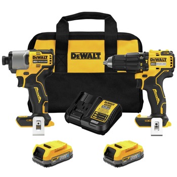 COMBO KITS | Dewalt 20V MAX Brushless Lithium-Ion Cordless 1/2 in. Hammer Drill Driver and 1/4 in. Impact Driver Combo Kit with 2 POWERSTACK Batteries (1.7 Ah) - DCK228E2