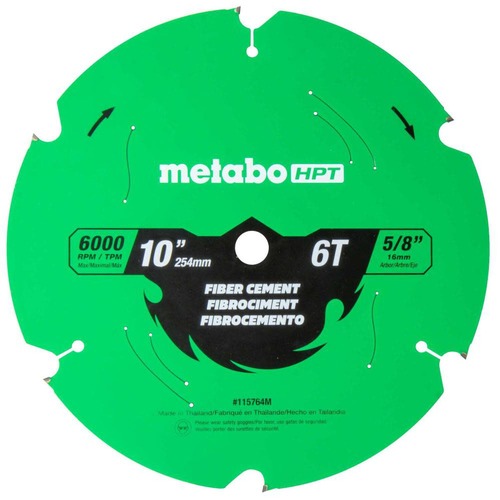 Circular Saw Blades | Metabo HPT 115764M 10 in. 6-Tooth Industrial PTFE Fiber Cement Blade image number 0