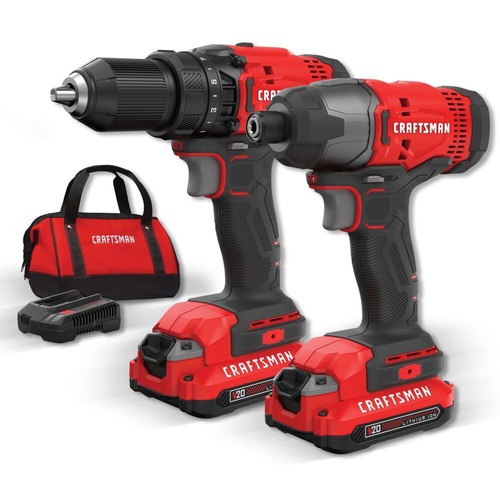  | Factory Reconditioned Craftsman CMCK200C2R 20V Variable Speed Lithium-Ion 1/2 in. Cordless Drill Driver and 1/4 in. Impact Driver Combo Kit with 2 Batteries (1.3 Ah) image number 0